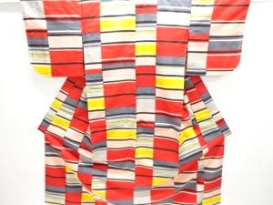 大正ロマン　横段織出し銘仙着物